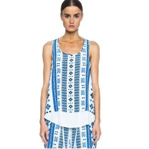 NWT Altuzarra Twinkle Silk Printed Aztec Blue Sleeveless Tank